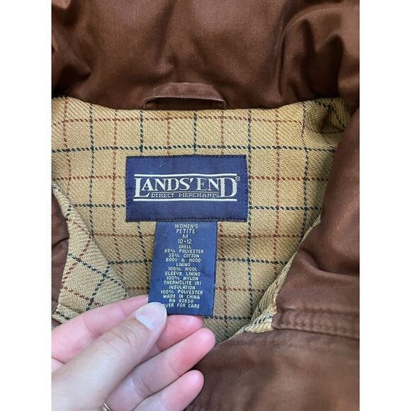 Vtg Lands End Women MP Full Zip Wool Lined Barn Coat Chore Jacket Utility - Picture 2 of 8